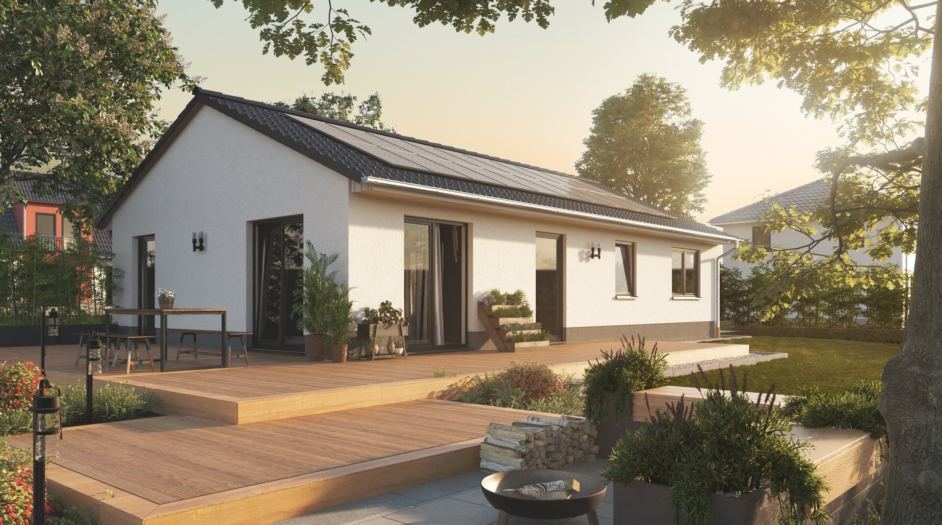 Bungalow-Bungalow-100-Garten-Photovoltaik-Solaranlage